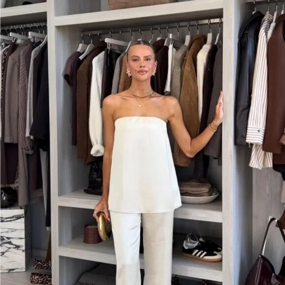 ZARA STRAPLESS SATIN EFFECT TOP - Picture 3 of 6